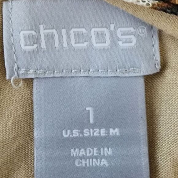 CHICOS WOMEN'S OCELOT PRINT MESH TOP SIZE 1 OR MEDIUM - Picture 10 of 12